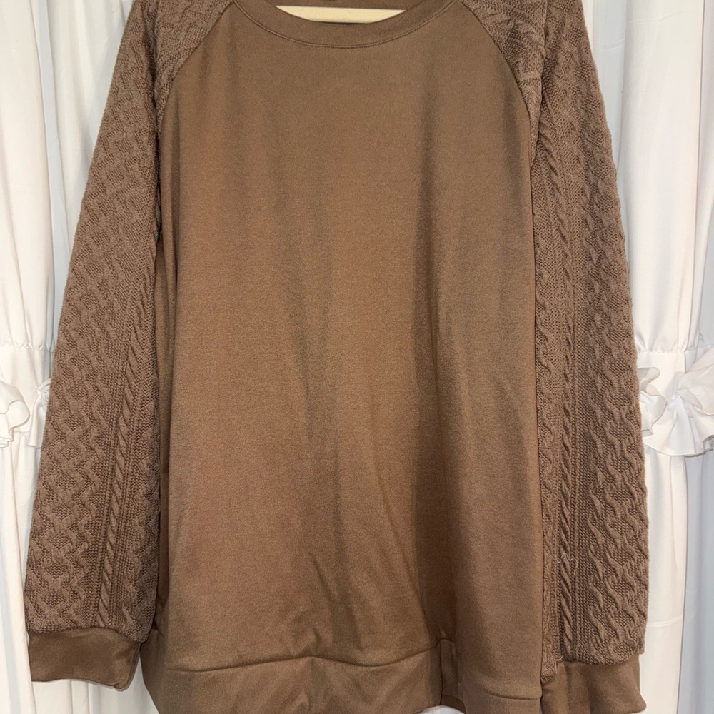 Women’s Cable-Sleeve Pullover Sweater - Brown